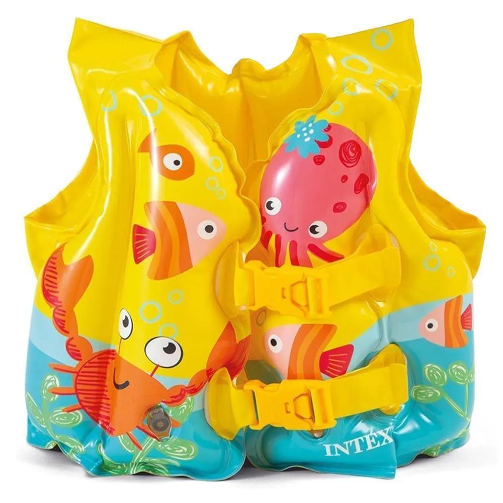 Boia Colete Infantil Peixinhos Inflável Amarelo Intex - 4