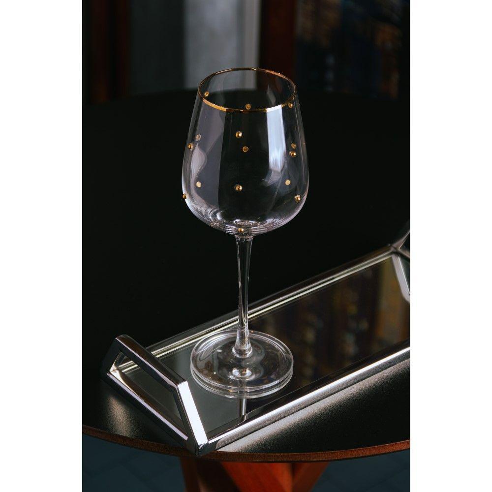 Conjunto 02 Taças Para Vinho De Vidro 350 Ml Balls Fio De Ouro Wolff - 4