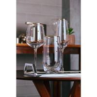 Conjunto 02 Taças Para Vinho De Vidro 350 Ml Balls Fio De Ouro Wolff - 6