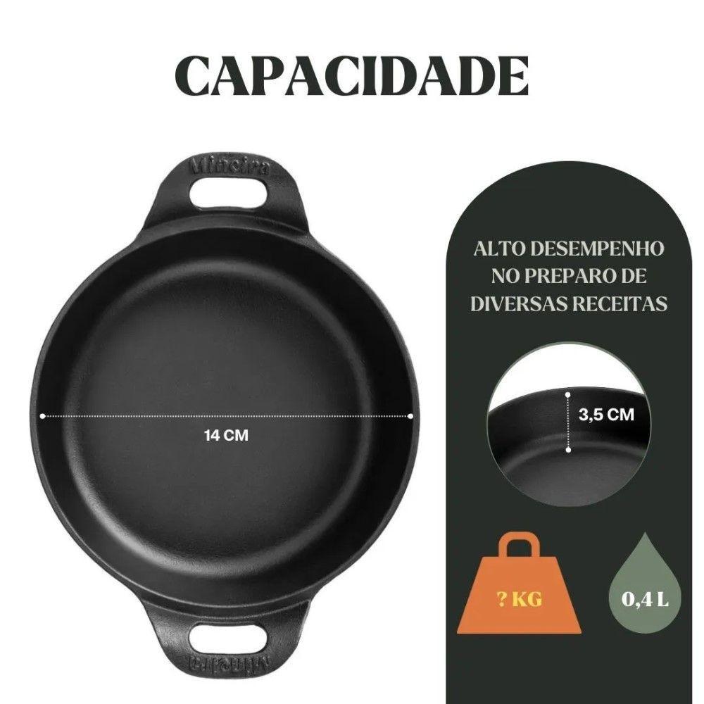 Kit 3 Travessas Redonda 14 Cm 0,4l Em Ferro Fundido Panela Mineira - 3