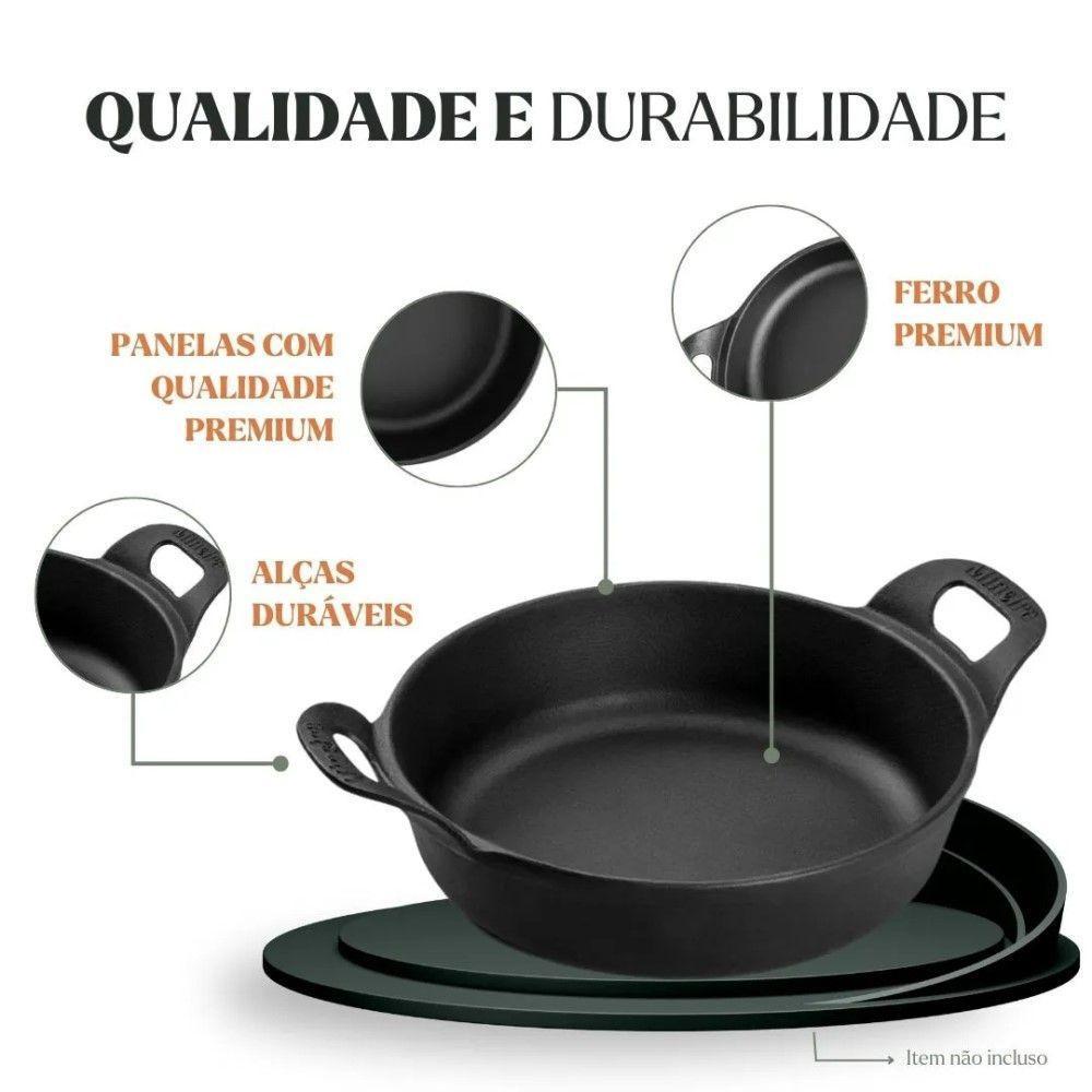 Kit 3 Travessas Redonda 14 Cm 0,4l Em Ferro Fundido Panela Mineira - 4