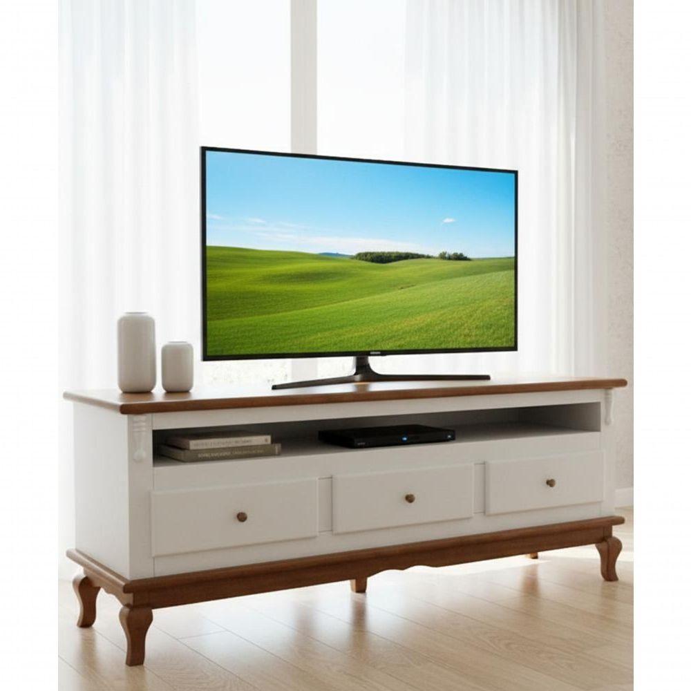 Rack 2,10 X 70 X 50 - Madeira Maciça - Móveis De Gramado - Branco-castanho - 3