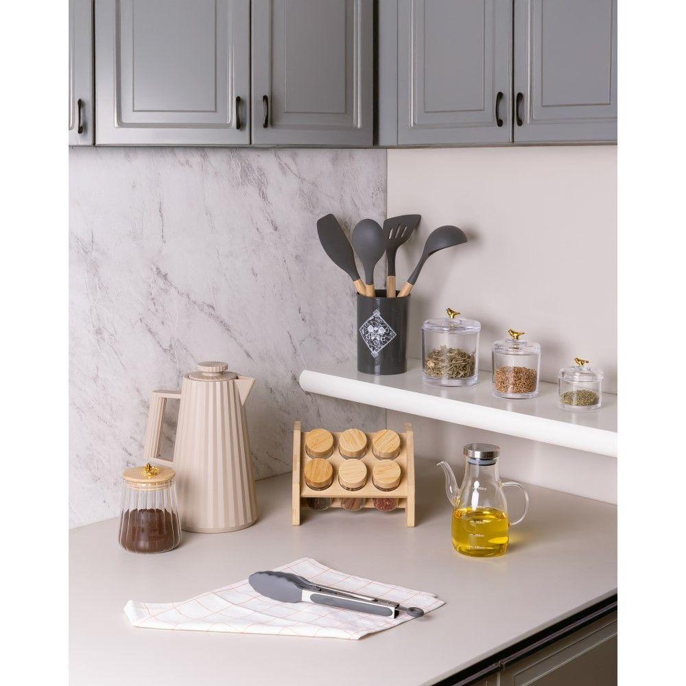 Conjunto 6 Potes Em Vidro Com Tampa De Rosca E Suporte De Bambu Wolff - 4