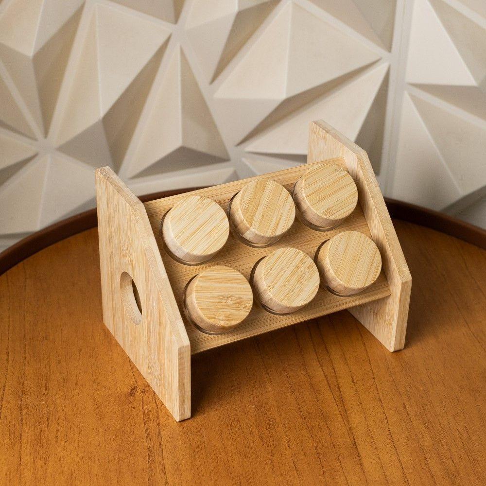 Conjunto 6 Potes Em Vidro Com Tampa De Rosca E Suporte De Bambu Wolff - 5