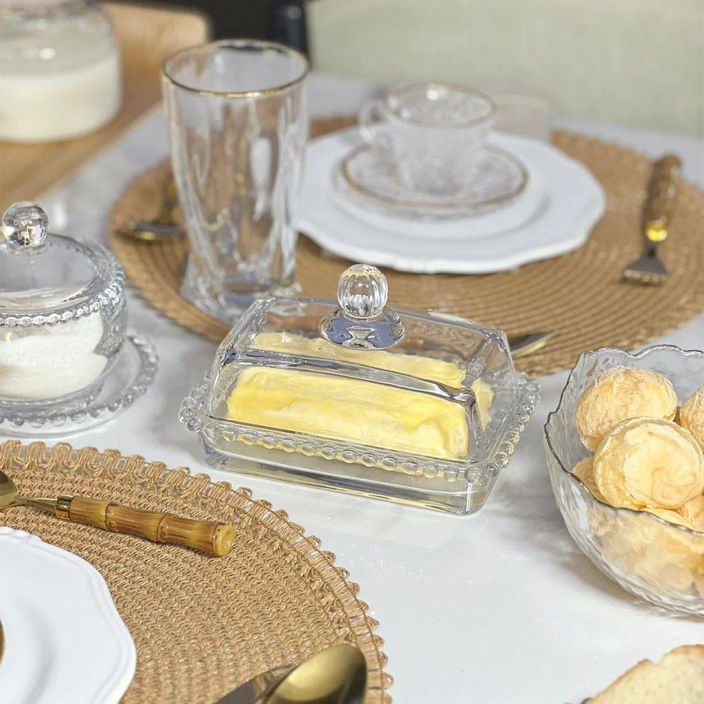 Kit Queijeira + Manteigueira + Meleira + Açucareiro De Cristal Pearl Wolff - 7