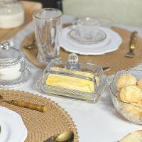 Kit Queijeira + Manteigueira + Meleira + Açucareiro De Cristal Pearl Wolff - 7