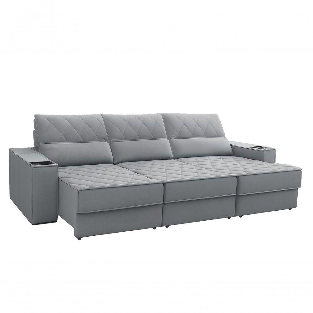 Sofa Retratil Reclinavel Munique 2,90m 3 Lugares - Coliseu Cor:cinza - 1