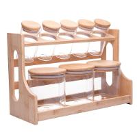 Conjunto 8 Potes Em Vidro Com Tampa E Suporte De Bambu Wolff - 1