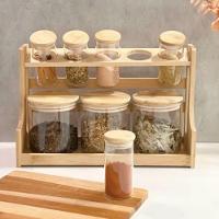 Conjunto 8 Potes Em Vidro Com Tampa E Suporte De Bambu Wolff - 5