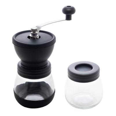 Moedor De Café Em Aço Inox Com Porta Pó Extra De Vidro Preto Lyor