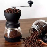 Moedor De Café Em Aço Inox Com Porta Pó Extra De Vidro Preto Lyor