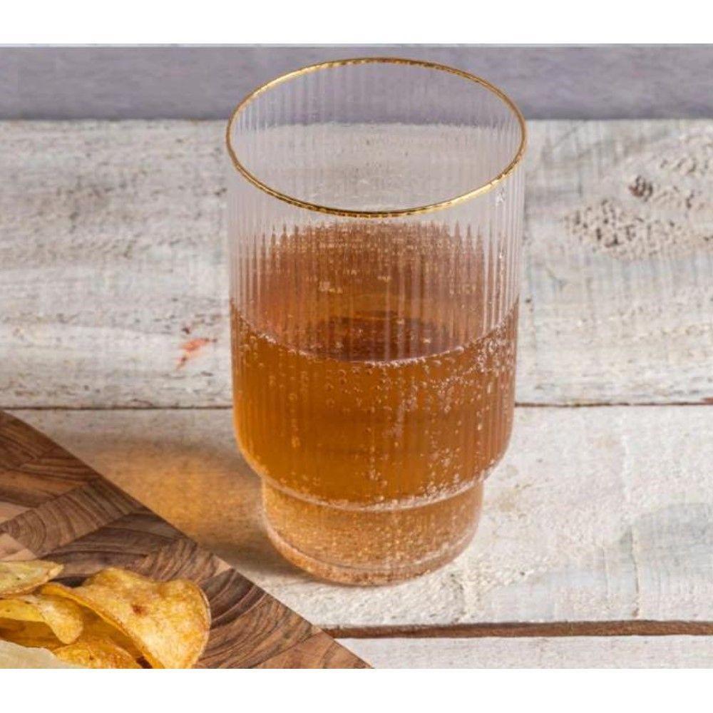 Conjunto 2 Copos Altos De Cristal Com Fio De Ouro 400 Ml Lines Wolff - 5