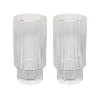 Conjunto 2 Copos Altos De Cristal Com Fio De Ouro 400 Ml Lines Wolff - 1