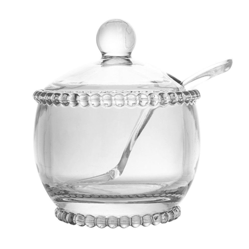Açucareiro Com Colher E Tampa De Cristal Pearl 9 X 7,5 Cm Wolff - 2