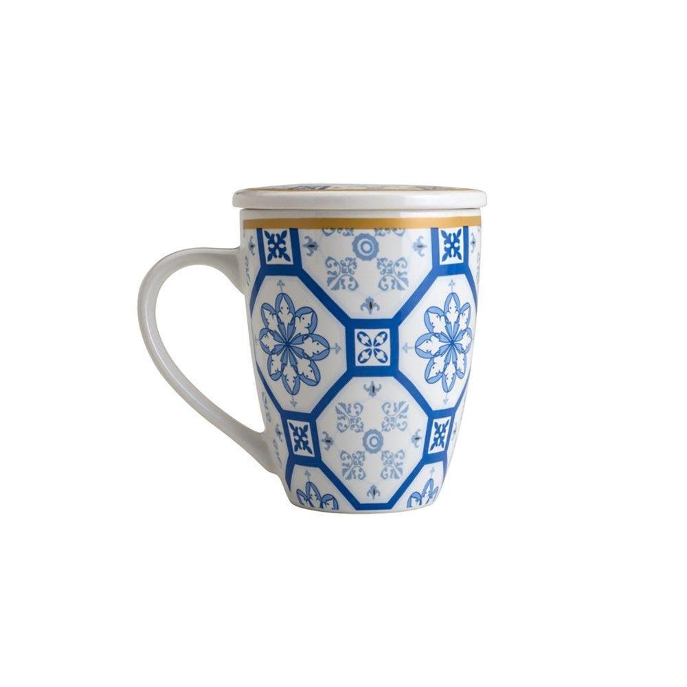 Kit 02 Canecas Para Chá De Porcelana Com Tampa 340 Ml Lyor - 2