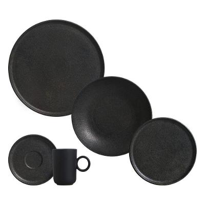 Aparelho de Jantar Basic Rust 20 Peças Cerâmica Stoneware Rústico Preto Porto Brasil