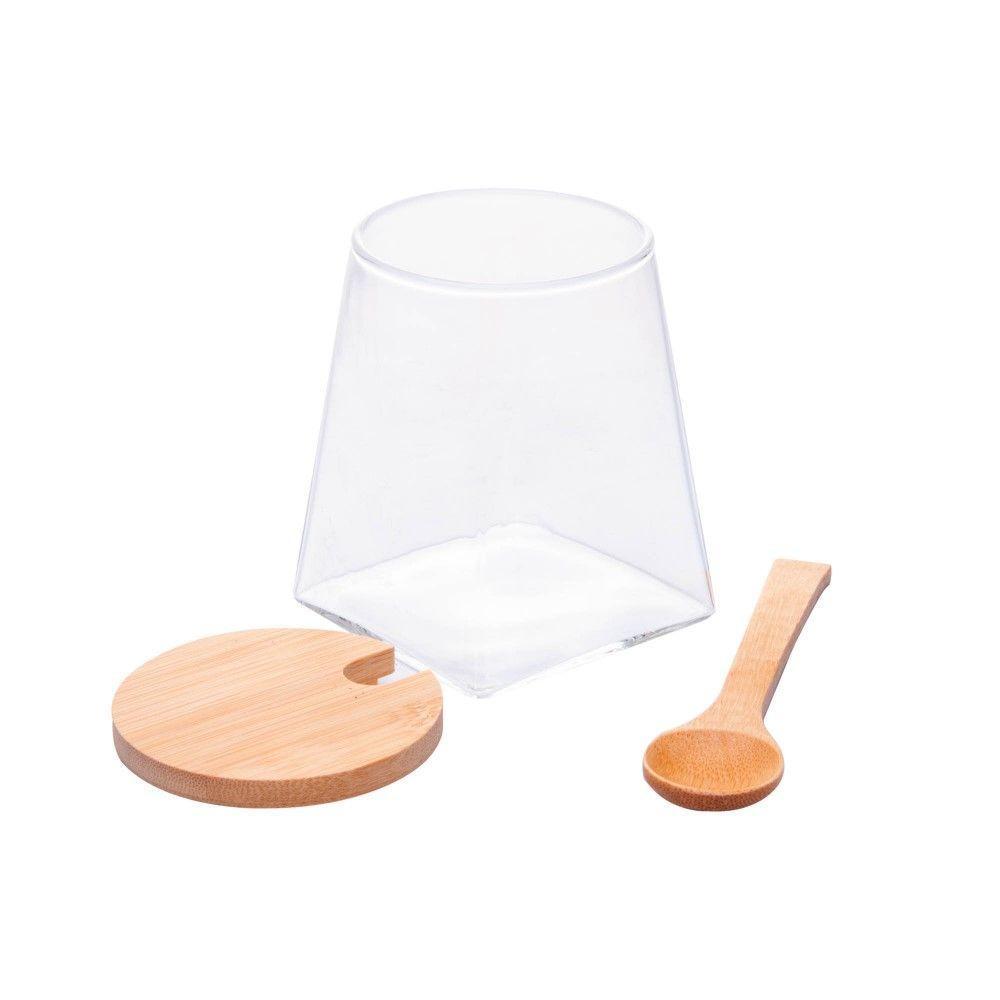 Conjunto 3 Potes 350 Ml Vidro Com Colher E Bandeja De Bambu Wolff - 4