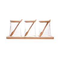 Conjunto 3 Potes 350 Ml Vidro Com Colher E Bandeja De Bambu Wolff - 2