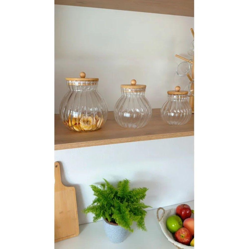 Porta Mantimentos De Vidro 700 Ml Com Tampa De Bambu Classic Wolff - 4