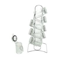 Porta Temperos 8 Peças De Vidro Com Tampa Hermética E Suporte De Metal Cromado Lyor - 2