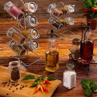 Porta Temperos 8 Peças De Vidro Com Tampa Hermética E Suporte De Metal Cromado Lyor - 3