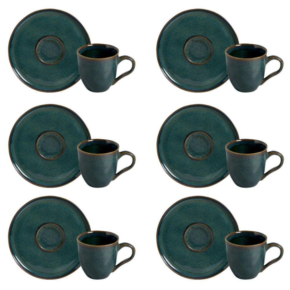 Conjunto De Xícara De Chá Com Pires 06 Peças Bio Oceano Porto Brasil - 1