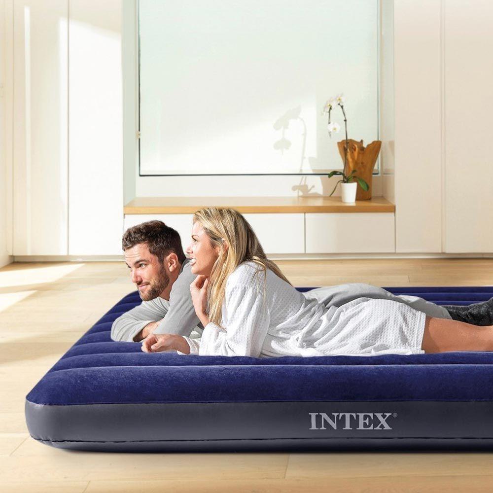 Colchão Inflável Casal King Dura Beam Downy Aveludado 272kg Com 2 Travesseiros Infláveis E Bomba Manual Intex - 2