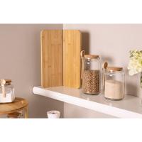 Kit 3 Porta Temperos Redondo 1 L Vidro Com Colher De Bambu E Tampa Rolha Lyor - 6