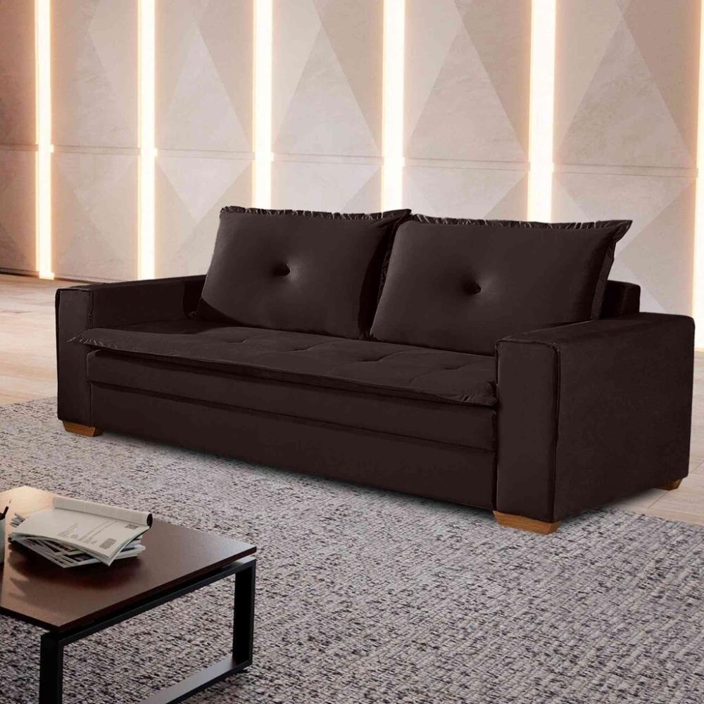 Sofá Unique 2,10m Com Pés De Madeira 3 Lugares Confortável - 8