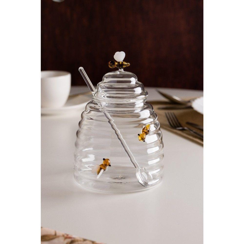 Açucareiro De Vidro Com Colher E Tampa Lovely Bee 500 Ml Lyor - 6