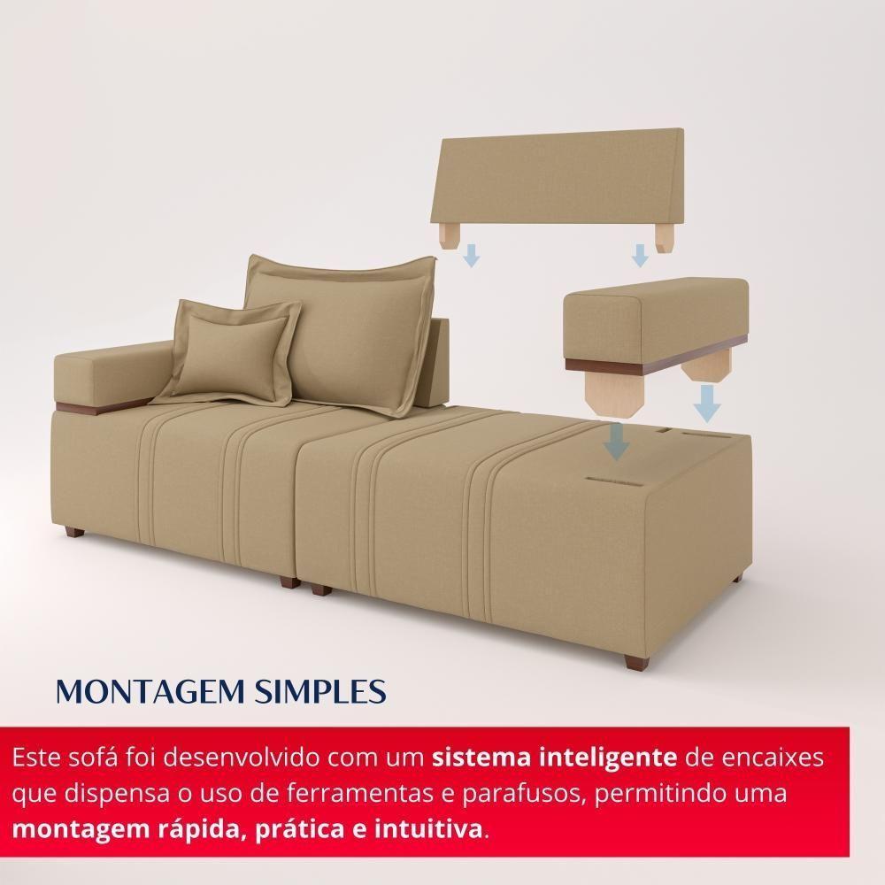 Sofá Living Verona 3 Lugares 2,00m Castor - 3