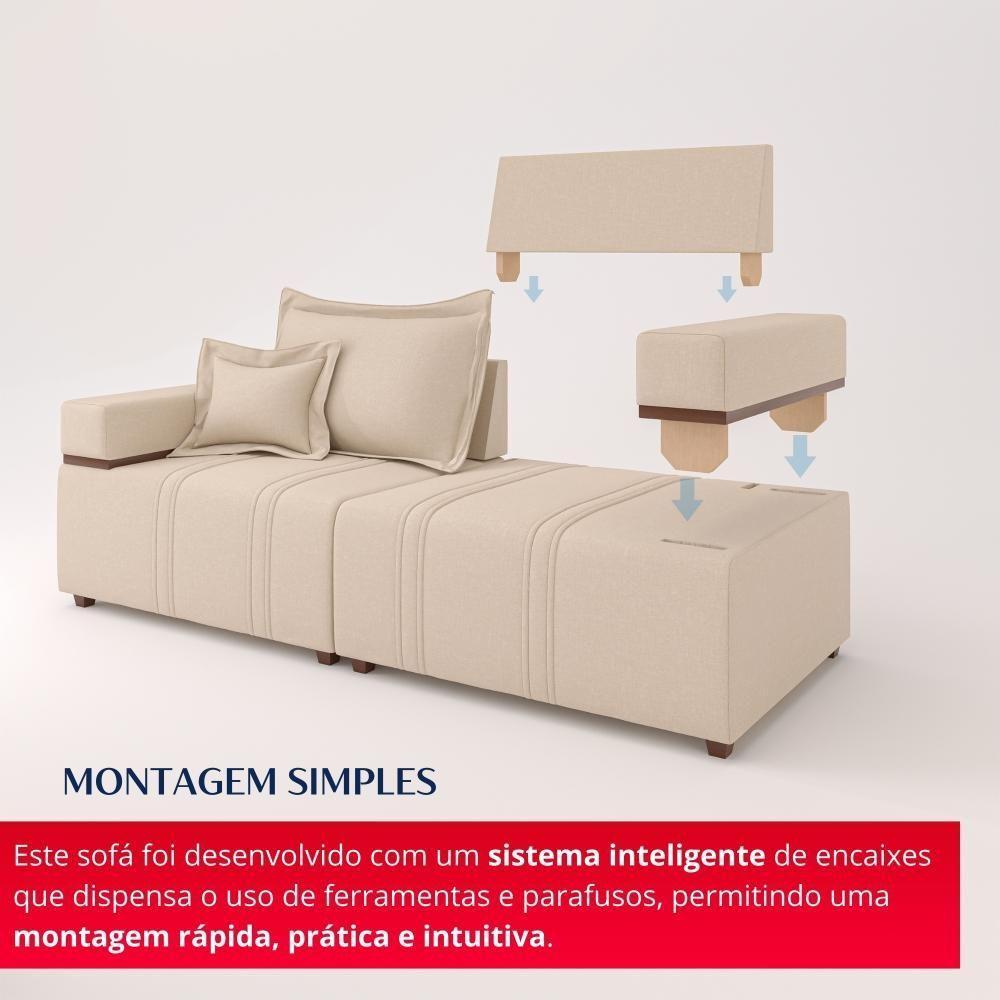 Sofá Living Verona 3 Lugares 2,00m Bege - 3