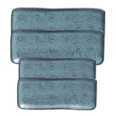 Conjunto 4 Travessas Retangular Orgânico Night Sky Cerâmica Stoneware Porto Brasil