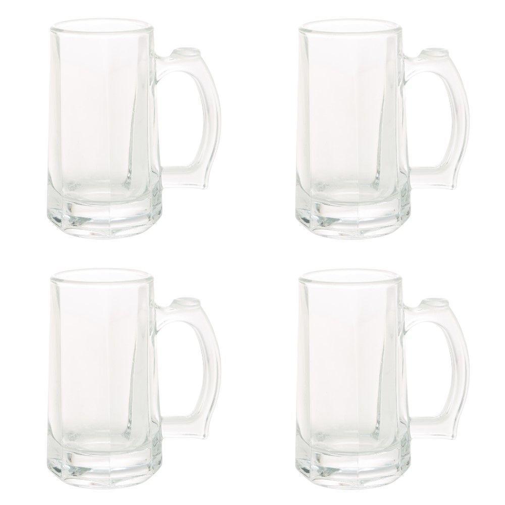 Conjunto 4 Canecas Para Chopp E Cerveja 365 Ml De Vidro Zero Graus Lyor - 1