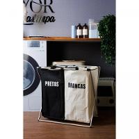 Cesto Para Lavanderia De Poliéster Com Alças E 2 Compartimentos Dobrável 59 X 38 X 57 Cm Lyor - 4