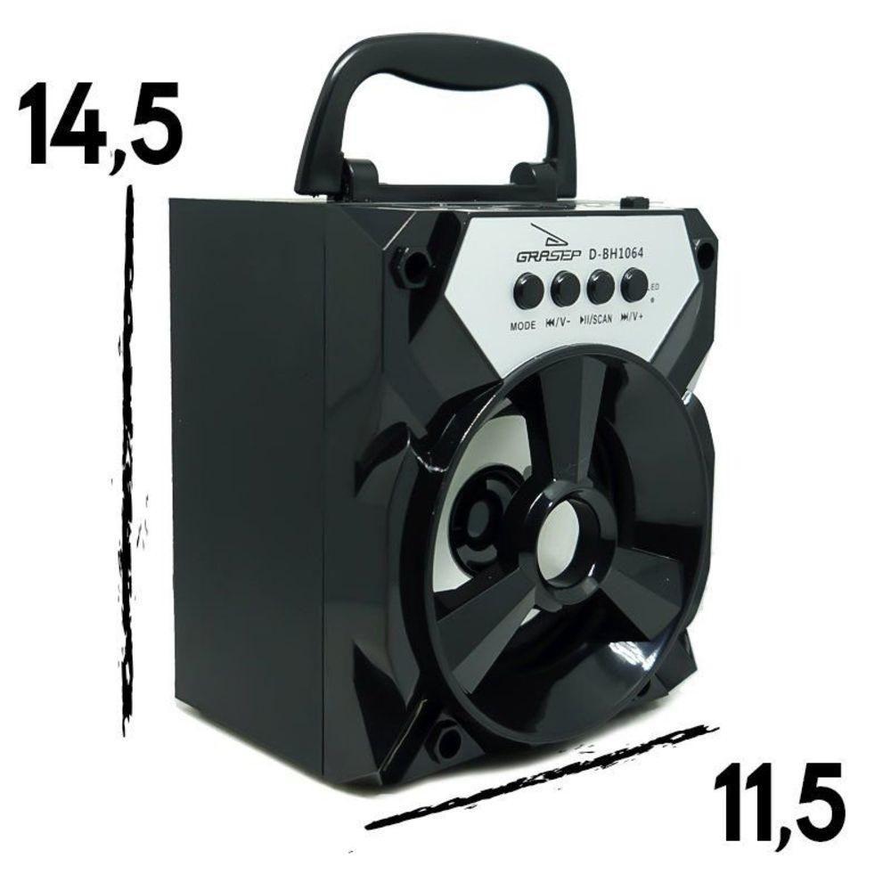 Caixa Som Portátil Bluetooth Mp3 Pen Drive Radio Fm Auxiliar 8w Aero D-bh1064 Preto - 8