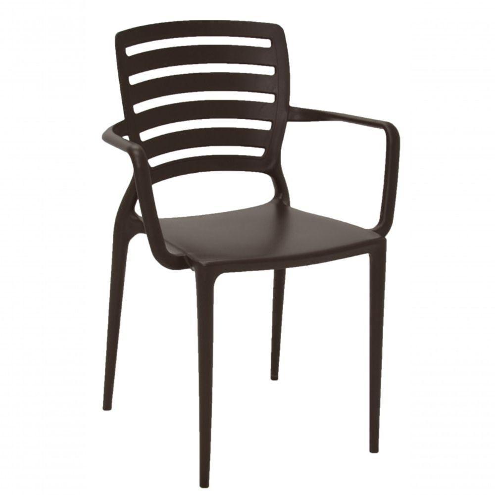 Cadeira Sofia Encosto Vazado com Braço Marrom Tramontina - 1