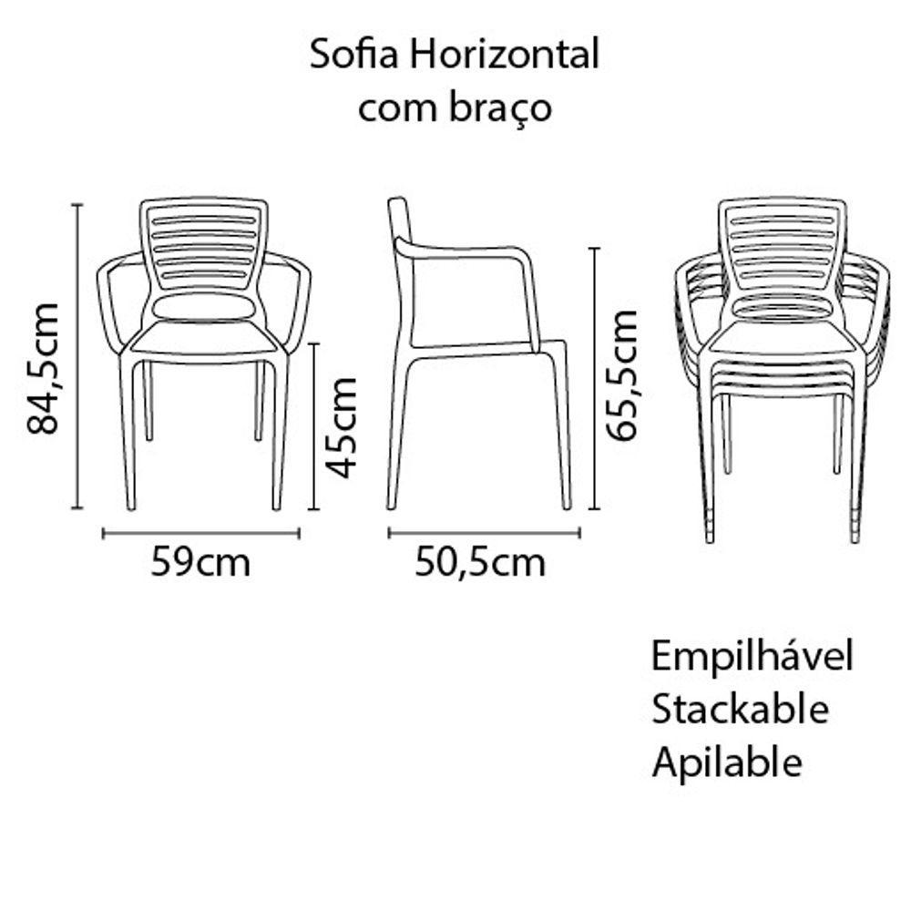 Cadeira Sofia Encosto Vazado com Braço Marrom Tramontina - 2
