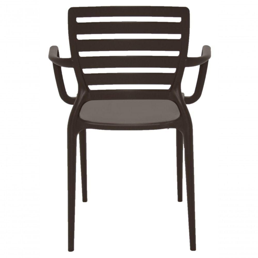 Cadeira Sofia Encosto Vazado com Braço Marrom Tramontina - 4