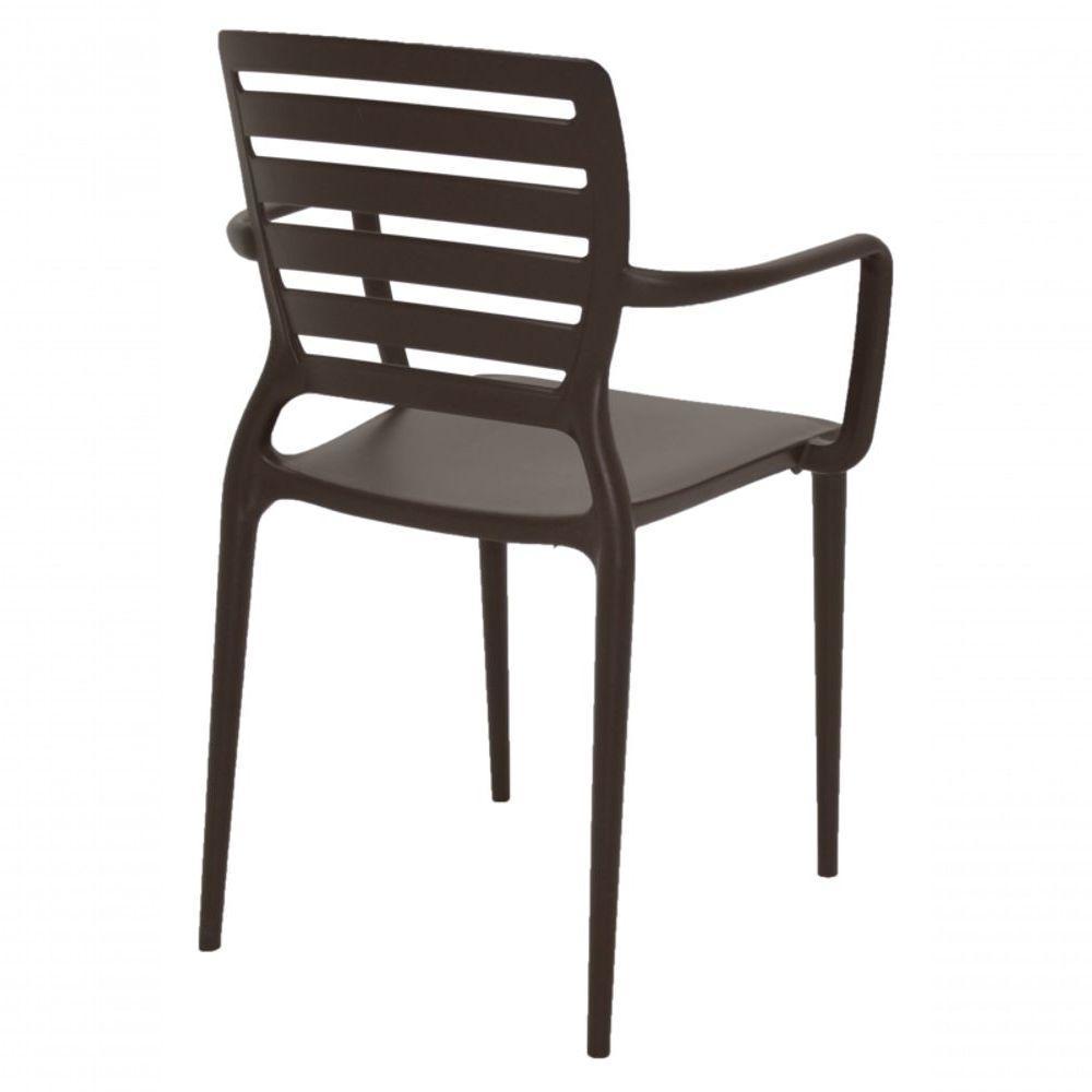 Cadeira Sofia Encosto Vazado com Braço Marrom Tramontina - 6