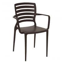 Cadeira Sofia Encosto Vazado com Braço Marrom Tramontina - 1