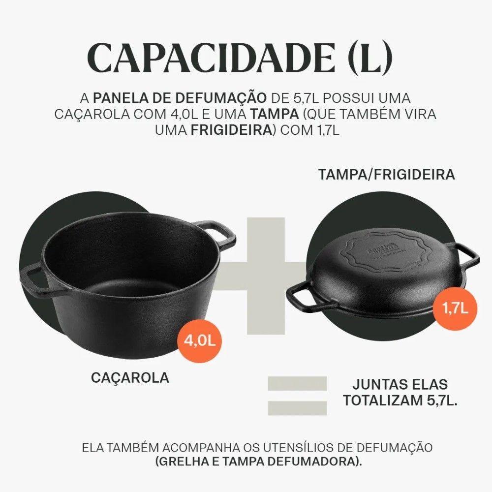 Panela De Defumação 24 Cm 5,7 L Em Ferro Fundido Panela Mineira - 3