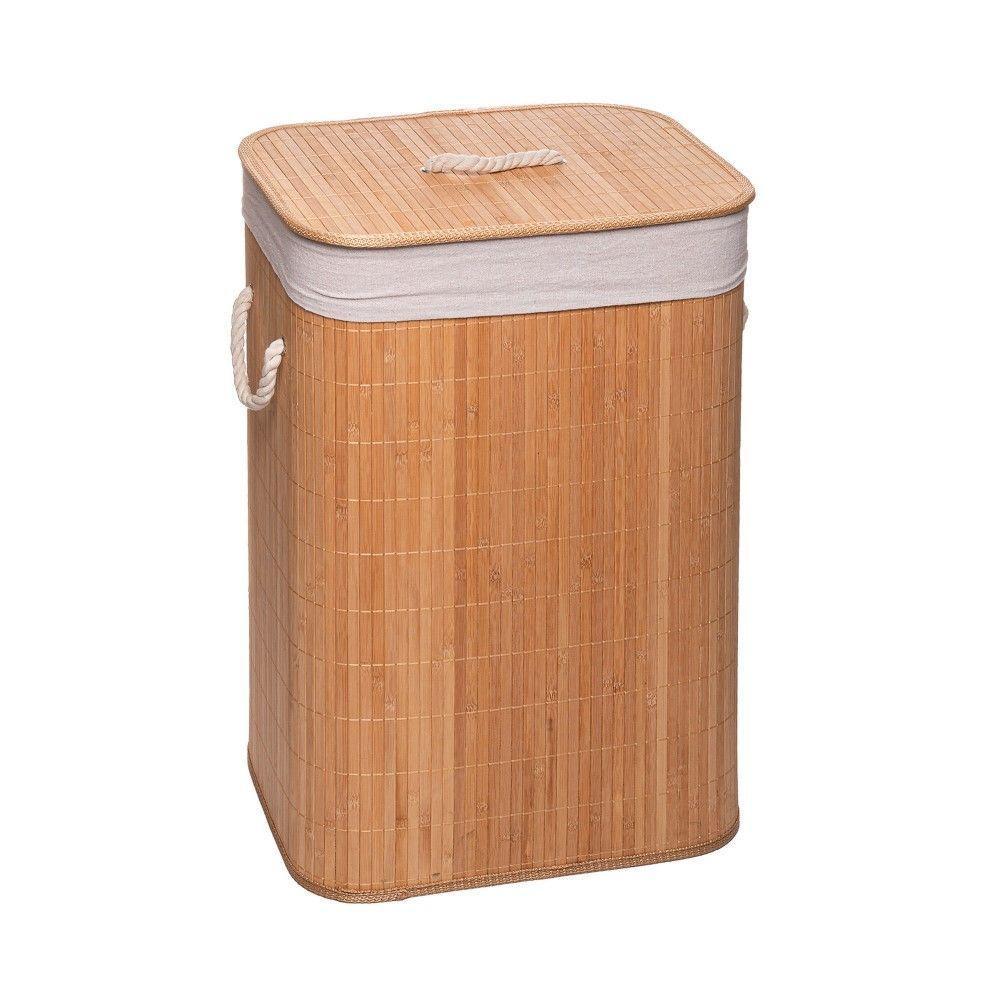 Cesto Para Lavanderia De Bambu Com Tampa 40 X 30 X 57 Cm Lyor - 1