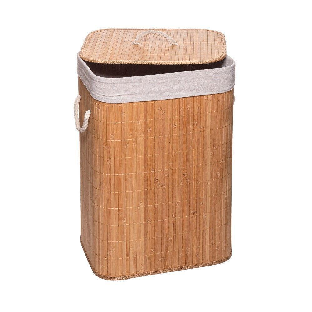 Cesto Para Lavanderia De Bambu Com Tampa 40 X 30 X 57 Cm Lyor - 2