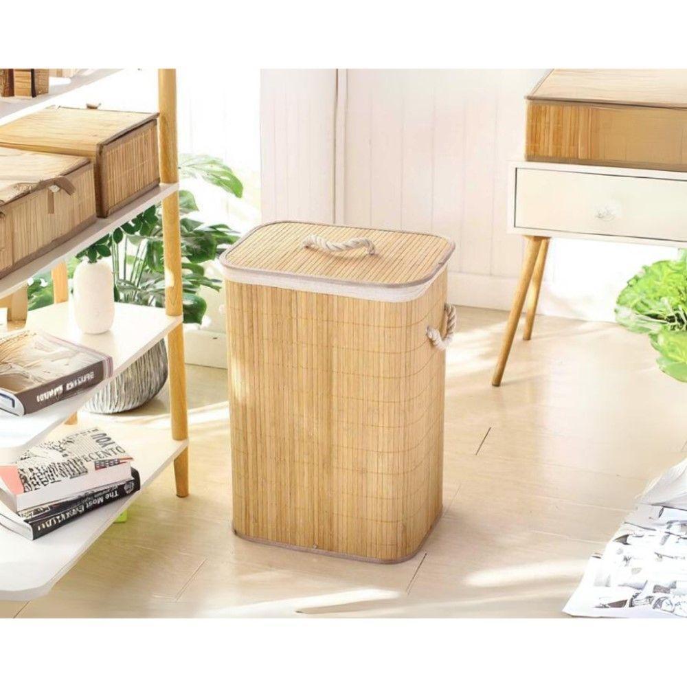 Cesto Para Lavanderia De Bambu Com Tampa 40 X 30 X 57 Cm Lyor - 3