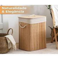 Cesto Para Lavanderia De Bambu Com Tampa 40 X 30 X 57 Cm Lyor - 4
