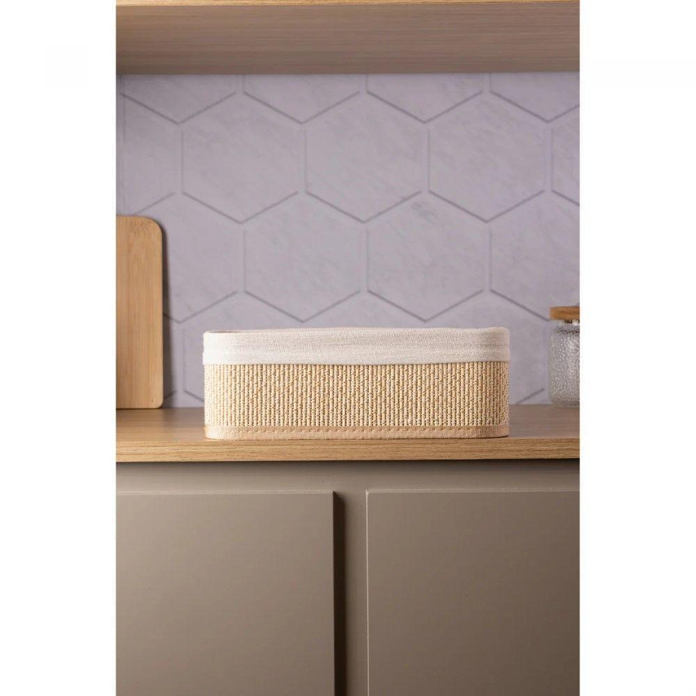 Conjunto 3 Cestos Retangulares De Bambu Com Forro Em Tecido Cozy Lyor - 6