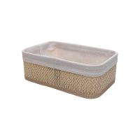 Conjunto 3 Cestos Retangulares De Bambu Com Forro Em Tecido Cozy Lyor