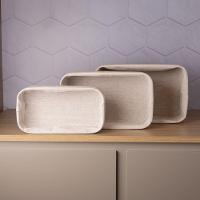 Conjunto 3 Cestos Retangulares De Bambu Com Forro Em Tecido Cozy Lyor - 7