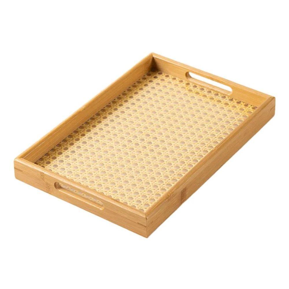Bandeja De Bambu Com Fundo Em Treliça 48 X 35 X 5 Cm Wolff - 1